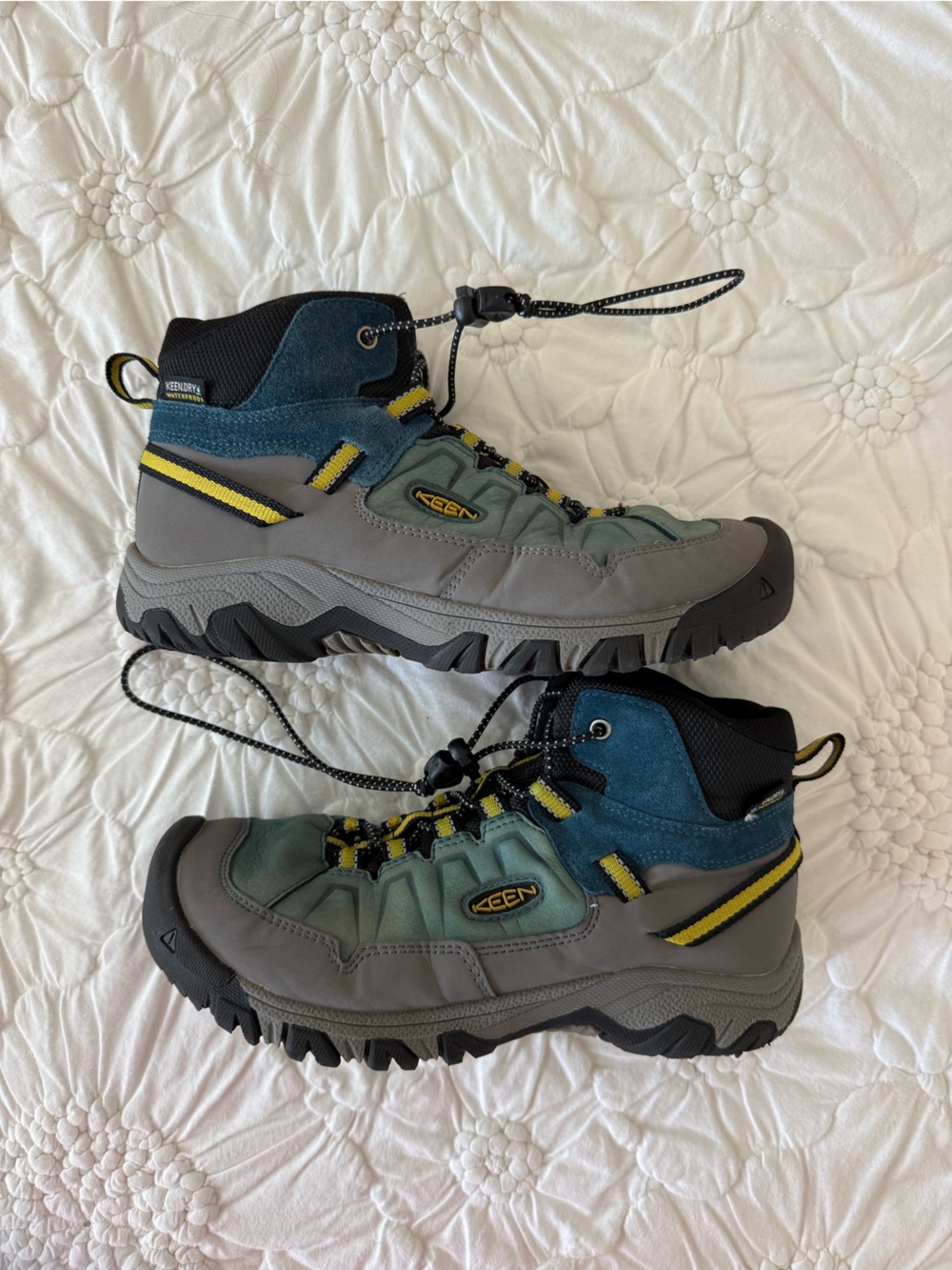 KEEN Kids' Gray & Teal Waterproof Hiking Boots